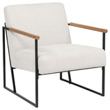 Monsen ivory fabric upholstered accent chair angled view