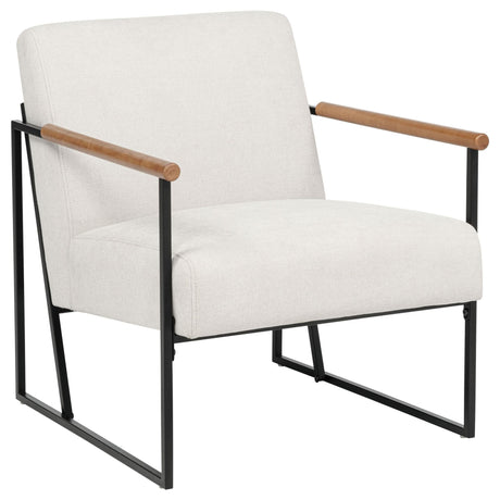 Monsen ivory fabric upholstered accent chair angled view