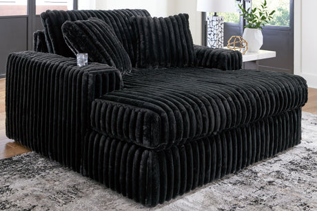 Midnight-Madness Onyx Velvet Oversized Chaise angled view