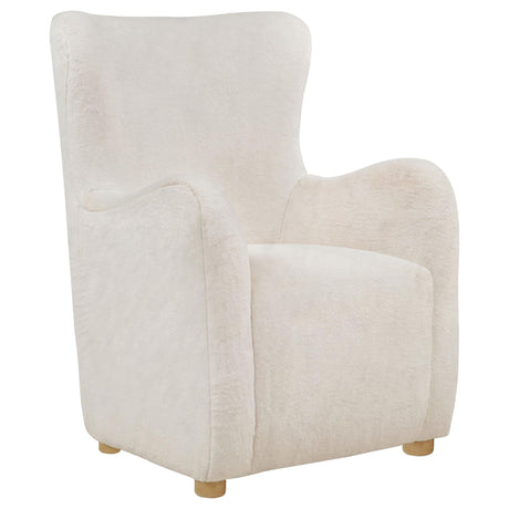 Thornton Ivory Faux Fur Wingback Accent Chair Front View