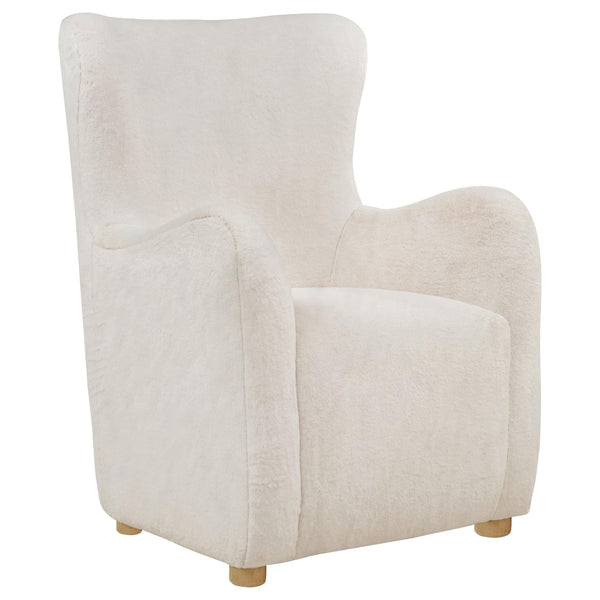 Thornton Ivory Faux Fur Wingback Accent Chair Front View