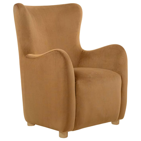 Thornton velvet wingback accent chair frontal view in cognac