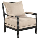 Blanchett Upholstered Bobbin Accent Chair Beige and Black front view