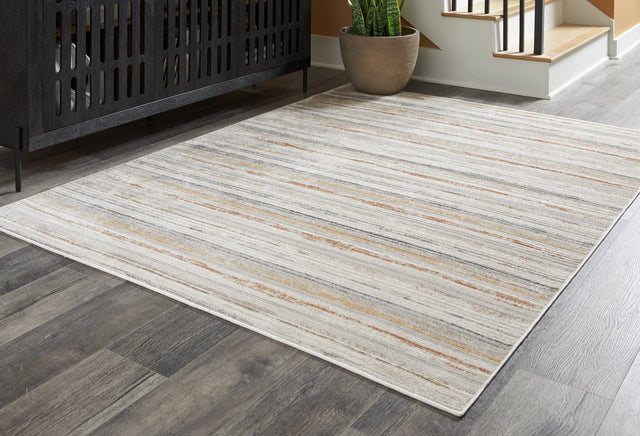 Artney Multi Medium Rug laid flat showing striped pattern