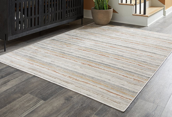 Artney Multi Striped Large Area Rug flat lay