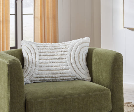 Farissen white and tan tufted throw pillow front view