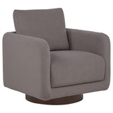 Iris stone fabric upholstered swivel accent chair, front view