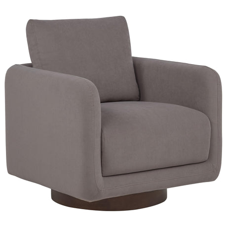 Iris stone fabric upholstered swivel accent chair, front view