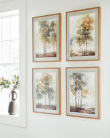 Bryneford multi wall art set of 4 with brown frames front view