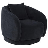 Arnaud navy chenille upholstered swivel accent chair front view