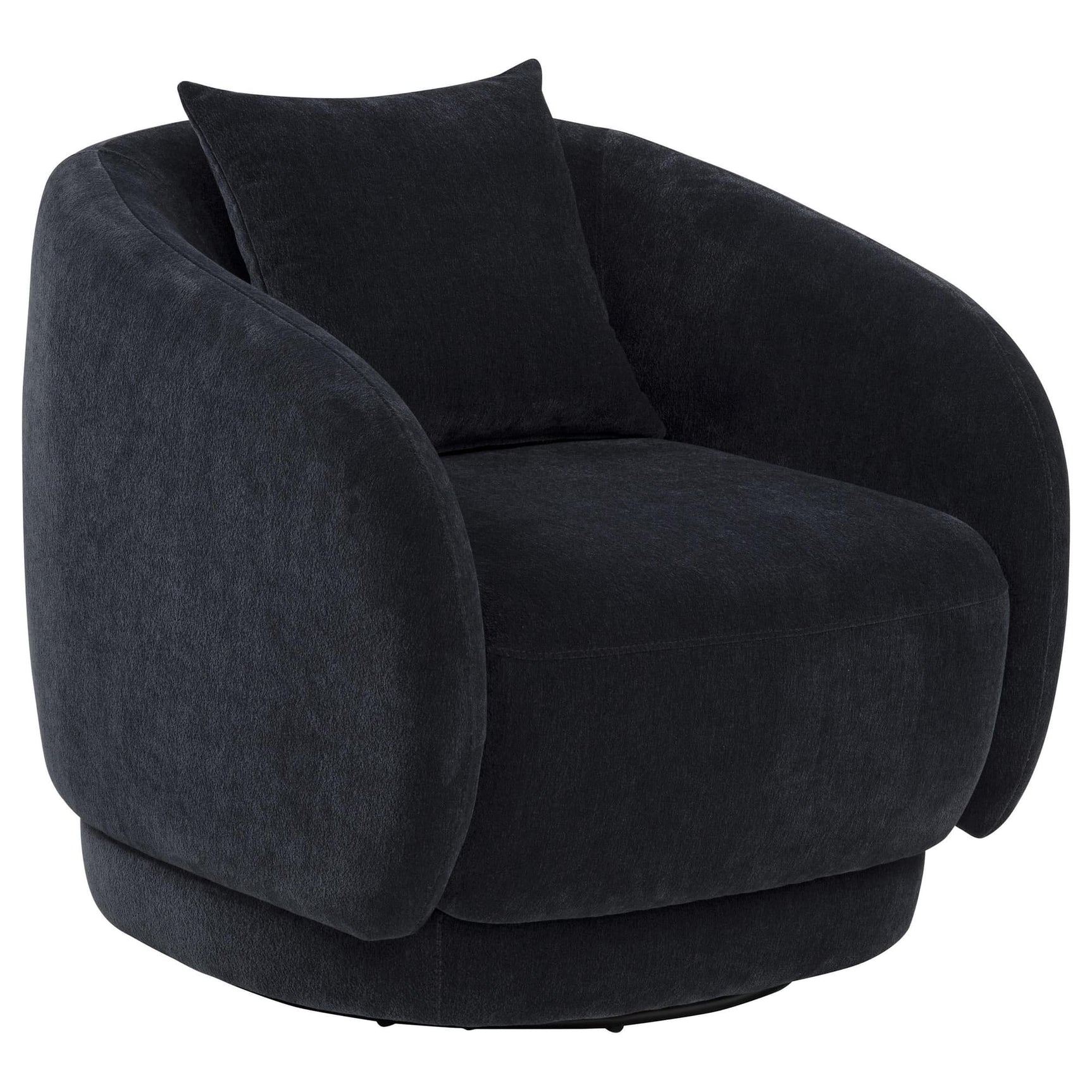 Arnaud navy chenille upholstered swivel accent chair front view