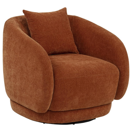Arnaud Burnt Orange Chenille Swivel Accent Chair front view