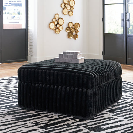 Midnight-Madness Onyx Velvet Oversized Accent Ottoman front angle