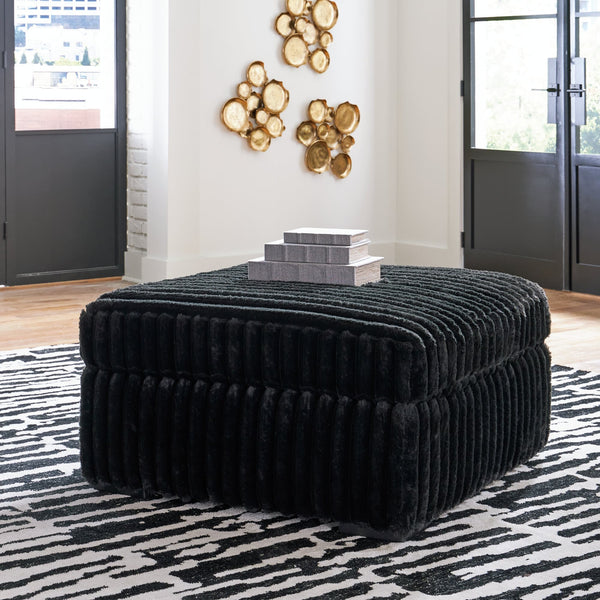 Midnight-Madness Onyx Velvet Oversized Accent Ottoman front angle