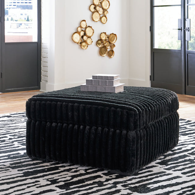 Midnight-Madness Onyx Velvet Oversized Accent Ottoman front angle