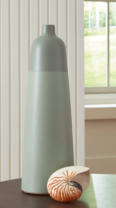 Peerland Sage Green Ceramic Vase front view
