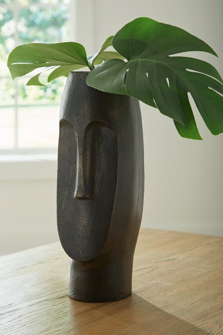 Elanman Antique Bronze Metal Vase side angle