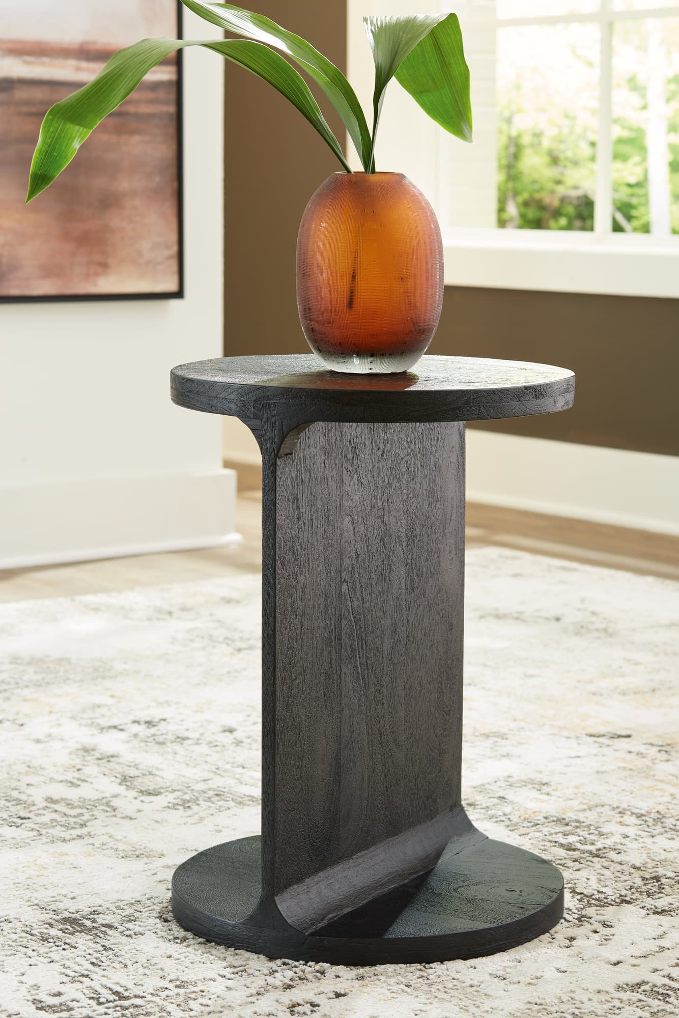 Adderley Black Mango Wood Accent Table front view