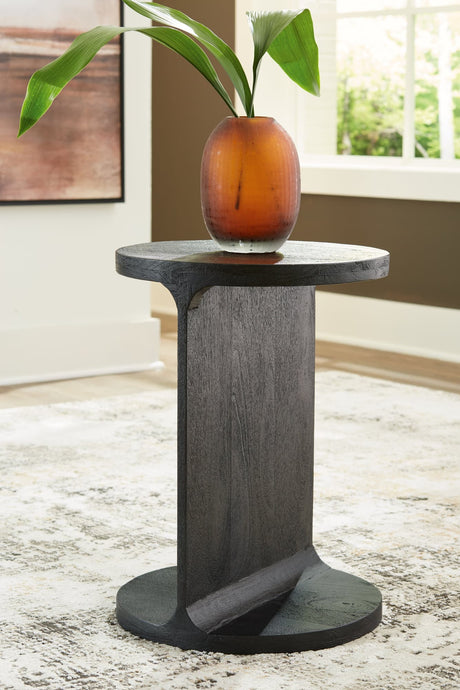 Adderley Black Mango Wood Accent Table front view