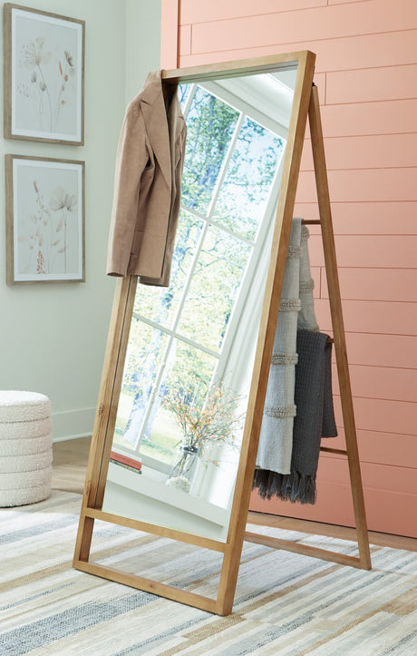 Devford Brown wood freestanding floor mirror front view