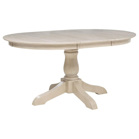 Orrison Oval 62-inch Oak Veneer Extension Dining Table in Linen, front view