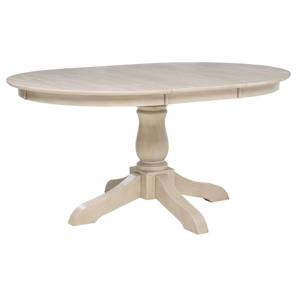 Orrison Oval 62-inch Oak Veneer Extension Dining Table in Linen, front view