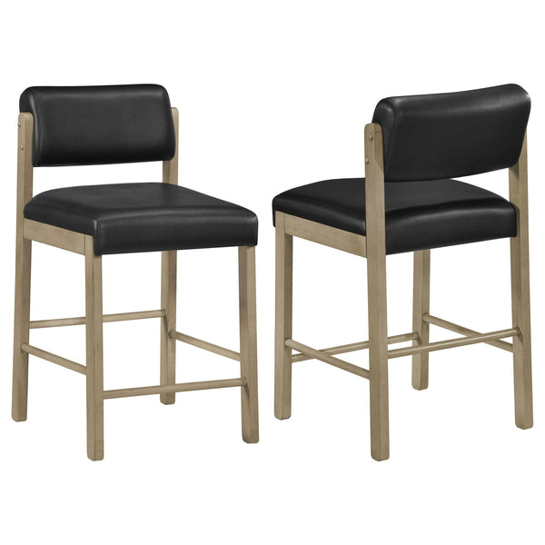 Kehoe upholstered counter height chair black leatherette upholstery front angle