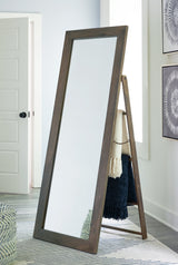 Dirkins brown floor mirror angled view showing wood frame