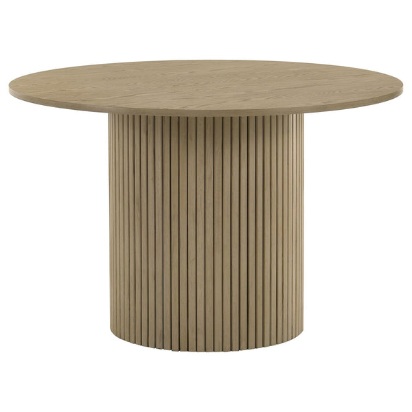 Hamlyn 43-inch round natural oak wood dining table front view