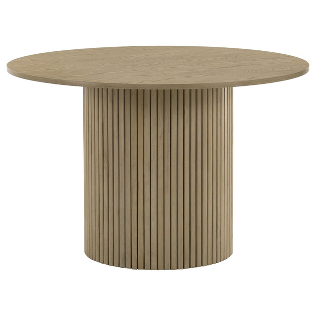 Hamlyn 43-inch round natural oak wood dining table front view