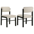 Kehoe dining side chair cream upholstery black legs angled front