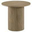 Hamlyn 43-inch round natural oak counter height dining table front view