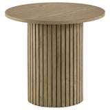 Hamlyn 43-inch round natural oak counter height dining table front view