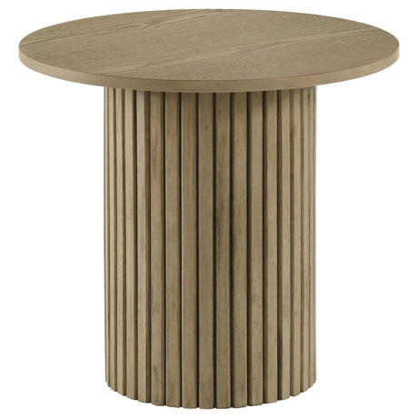 Hamlyn 43-inch round natural oak counter height dining table front view