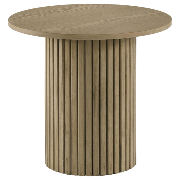 Hamlyn 43-inch round natural oak counter height dining table front view