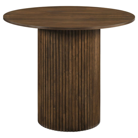 Hamlyn 43-inch Round Walnut Wood Counter Height Dining Table front view