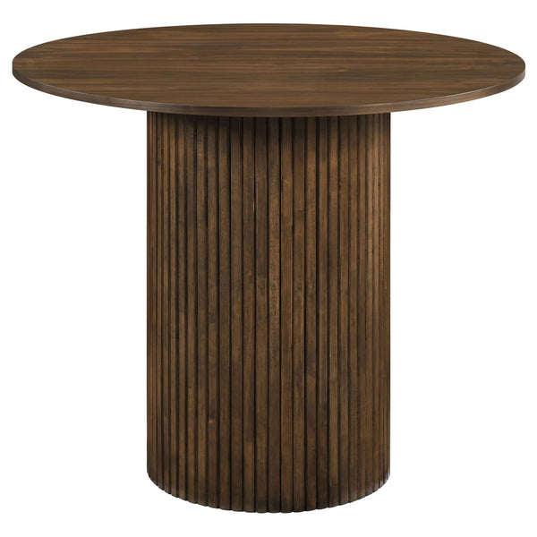 Hamlyn 43-inch Round Walnut Wood Counter Height Dining Table front view