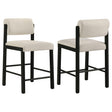 Kehoe upholstered counter height chair cream fabric and black rubberwood legs front view