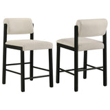 Kehoe upholstered counter height chair cream fabric and black rubberwood legs front view