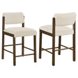 Kehoe Upholstered Cream Fabric Counter Height Chair front angled view