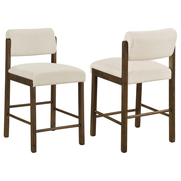 Kehoe Upholstered Cream Fabric Counter Height Chair front angled view