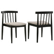 Front view of Cullen mid-century dining side chair set of 2 with upholstered wheat-tone seats