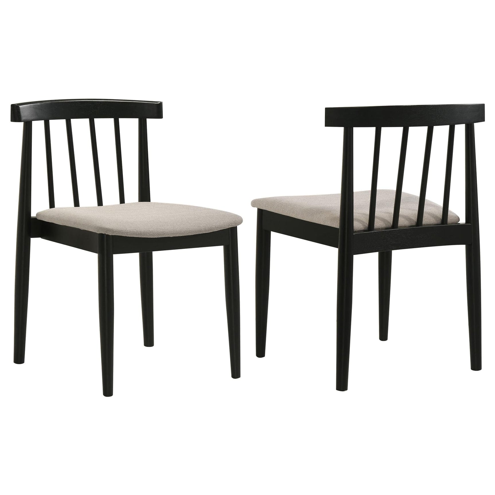 Front view of Cullen mid-century dining side chair set of 2 with upholstered wheat-tone seats