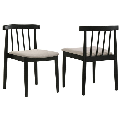 Front view of Cullen mid-century dining side chair set of 2 with upholstered wheat-tone seats