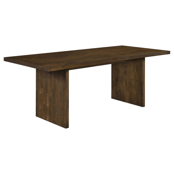 Decker 82-inch rectangular dark walnut wood dining table, front view