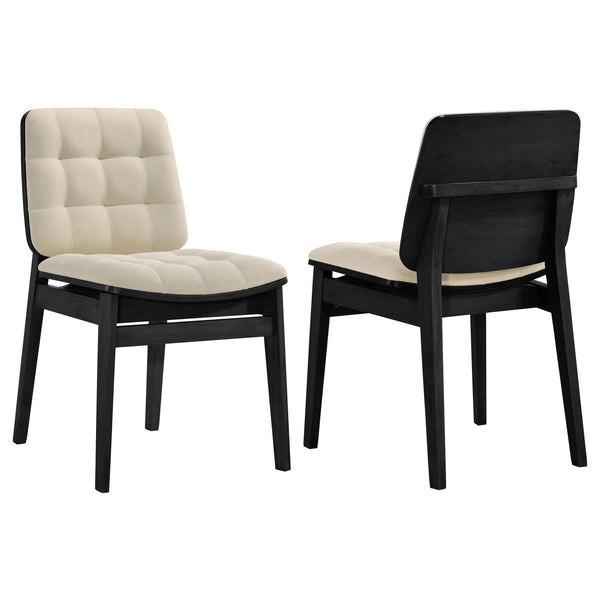 Redbridge velvet upholstered side chair set in cream and black, front view