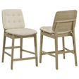 Redbridge velvet upholstered counter chair in cream with natural oak frame front view