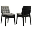 Redbridge velvet upholstered side chair in grey with black wood frame, front angle