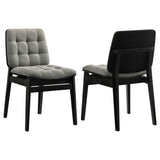 Redbridge velvet upholstered side chair in grey with black wood frame, front angle