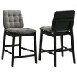 Redbridge Grey Velvet Upholstered Counter Chair with Black Wood Frame front view